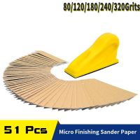 50 Pcs Micro Sander Kit 3.5” x 1” Mini Sander Detail Hand Sanding Tools + Sandpaper Assorted Grit for DIY Crafts Wood Polishing Power Sanders