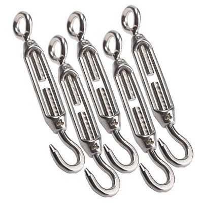 5PCS M4 Stainless Steel 304 Hook &amp; Eye Turnbuckle Wire Rope Tension