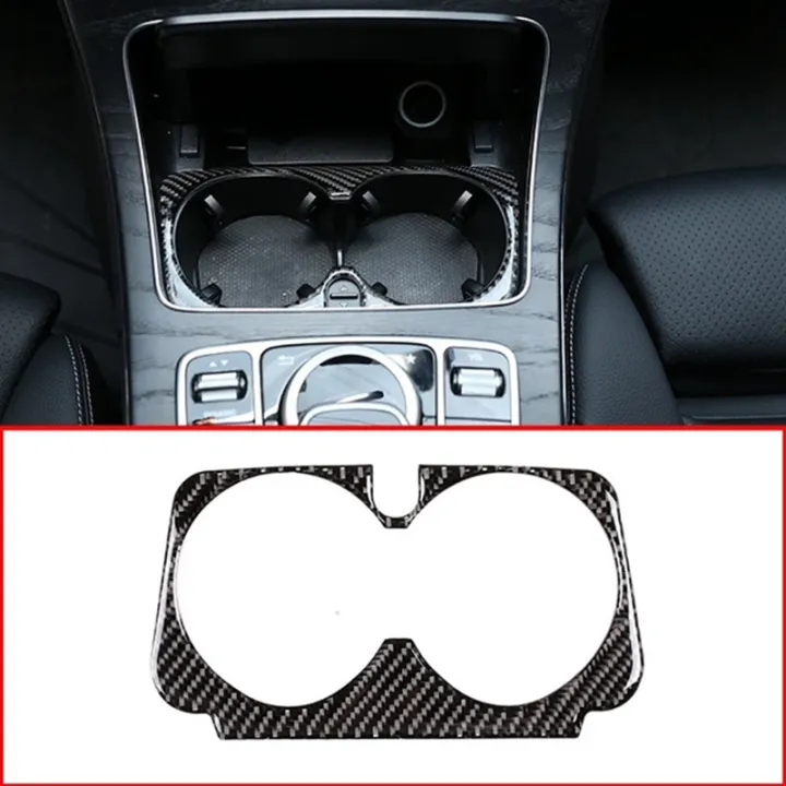 for-w205-c-class-c180-c200-c300-glc-accessories-carbon-fiber-car-interior-cup-holder-frame-trim-stickers