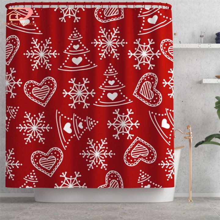 คริสมาสต์เกล็ดหิมะพิมพ์ม่านอาบน้ำกันน้ำ-180-180-ซม-ม่านอาบน้ำสำหรับบ้าน
