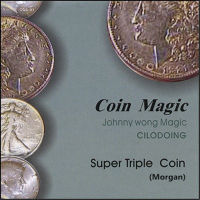 Super Triple Coin (Morgan Dollar พร้อม DVD) Magic Tricks Stage Close Up Magia Coin ปรากฏ Magie Illusion Gimmick Props