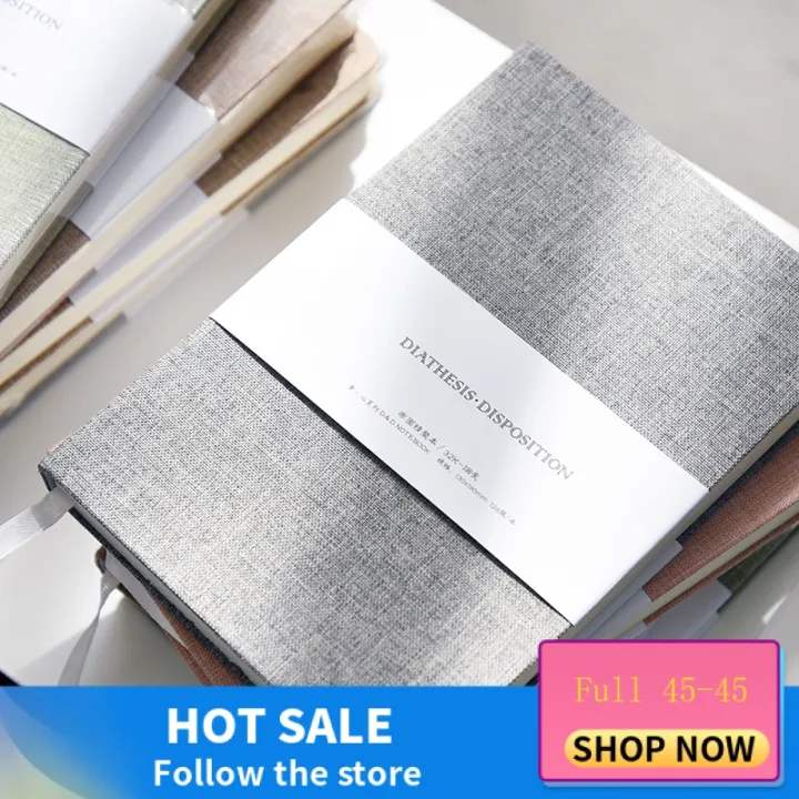 【Ready Stock】Bujo notebook Linen hard cover half blank and half grid