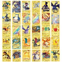 【LZ】 English Pokemon Cards Gold Metal Pokemon Cards Hard Iron Cards Mewtwo Pikachu Charizard Gx Vmax Dx Pack Game Collection Gift