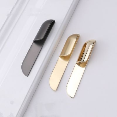 Light Luxury Wardrobe Door Handle Modern Cabinet Handle Solid Zinc Alloy Golden Drawer Copper Wire Drawing Door Handle Pulls