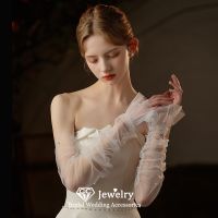 ❄ﺴ CC Romantic Gloves Wedding Events Women Accessories Bridal Dress Engagement Jewelry Imitation Pearl Tulle Gorgeous Sleeve WG069