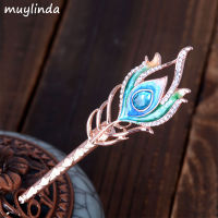 【 CW】R Enamel Feather Crystal Hair Clip Sticks Rhinestone Hairpin Jewelry Mix Color Ladies Hair Accessories