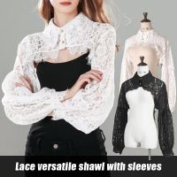 เลดี้ Lolita ลูกไม้ Hollow Shrug Ruffles ดอกไม้ Bolero Capelet Cape เสื้อปลอม Cardigan Crop Tops