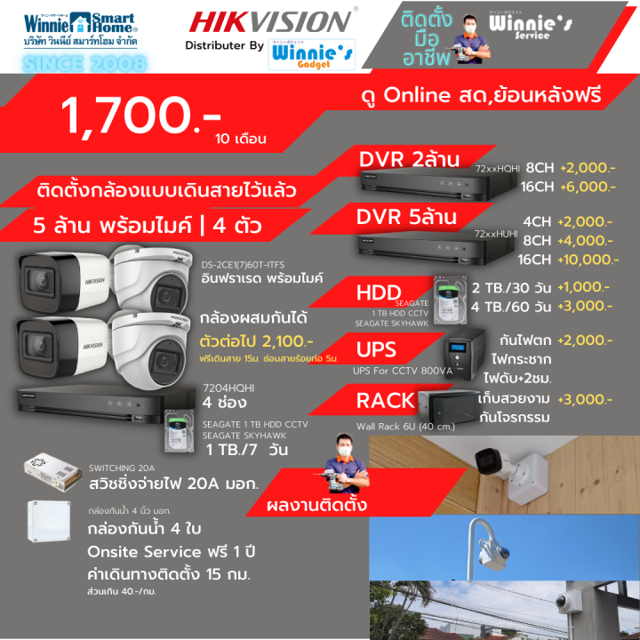 เพียง1700บ-ด-hikvision-ชุดกล้องวงจรปิดanalog-5-ล้าน-4-กล้อง-สำหรับคนที่เดินสายไว้แล้ว-มีบริการติดตั้งฟรี-ในเขตกรุงเทพ