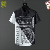 ♥(ภาพจริง)♥Versaceˉเสื้อเชิ้ตแขนสั้นแบบเป็นทางการของผู้ชาย,เสื้อลำลองผ้าฝ้าย2022พิมพ์ลายแฟชั่นฤดูร้อนปี100%