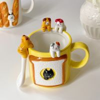 Cartoon Cute Cat Animals Spoon Kitchen Novelty Gifts Ceramic Hanging for Coffee Tea Stirring Spoons Unique Ice Cream Flatware