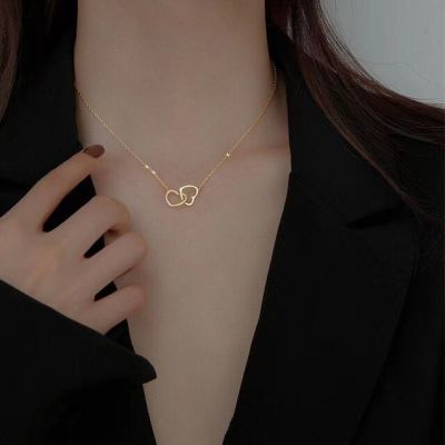 JDY6H European and American Fashion New Double Heart Necklace Women Jewelry Banquet Wedding Couple Gift Commemoration