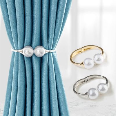 【cw】 1pc Curtain Decorative Strap Metal Pearl Buckle Home Decoration Accessories Modern Tiebacks For