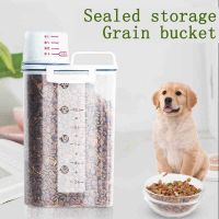 Dog Food Pail Plastic Storage with Measuring Cup Moisture-proof Sealed Jar Supplies Accessories