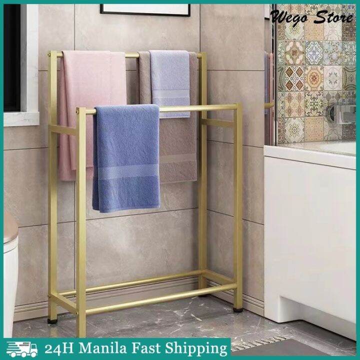 COD Towel Rack Floor Holder Shelf Hanger Balcony Hanging Clothes Stand