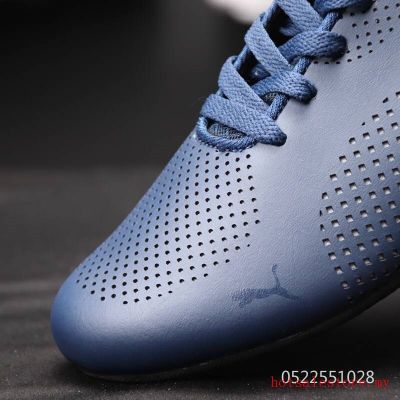 Ready stock BM racing shoes men casual leather sport sneakers blue