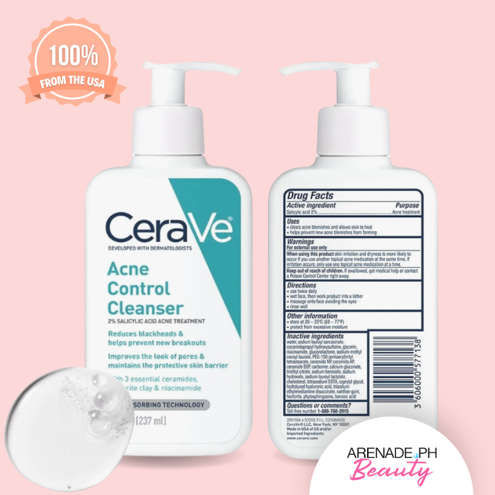 Cerave Acne Control Cleanser 2 Salicylic Acid Oil Absorbing