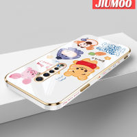 เคส JIUMOO สำหรับ OPPO Reno 2 Reno2 F เคสลายการ์ตูนยิ้มรูปสัตว์ใหม่กรอบสี่เหลี่ยมเคลือบพื้นผิวเคสนิ่มซิลิกาเจลกันกระแทกเคสมือถือรวมทุกเลนส์กล้องถ่ายรูปฝาครอบป้องกัน