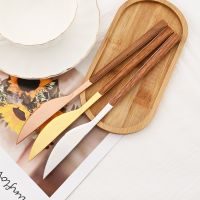 Brown Gold Dinnerware Set Imitation Wooden Handle Cutlery Set Stainless Steel Flatware Steak Knife Dessert Fork Spoon Tableware