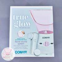 (Conair®) True Glow Warm Steam Moisturizing Mist Facial Sauna System with Facial Cleansing Brush, Pink / Cream Model. MDF3R เครื่องอบไอน้ำระบบซาวน่า พร้อมแปรงทำความสะอาดผิวหน้า เครื่องพ่นสปาผิว