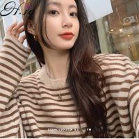 Hsa Striped Sweater Top 2021 Autumn And Winter New Korean Style Pullovers Oversized Chic Jumpers ONeck Pull Jumper Sweater Women