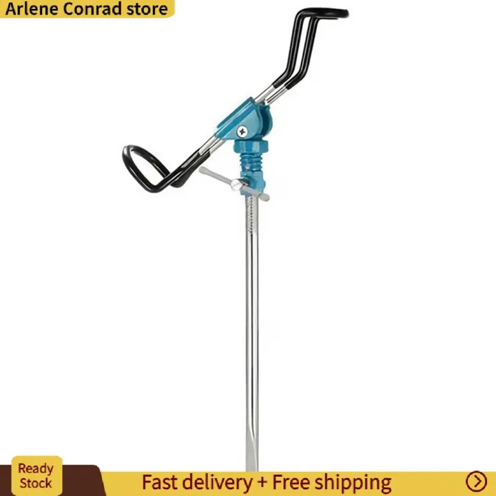 Stainless Steel Fishing Rod Holder Ground Support Stand 360 Degree
