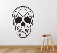 Creative Geometric Design Skull สติ๊กเกอร์ติดผนังตกแต่งบ้านไวนิล Wall Decal ลบห้องนั่งเล่น Wall Mural Y156