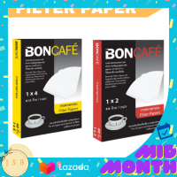 Bon Cafe บอนคาเฟ กระดาษกรองกาแฟ filter paper กรองกาแฟดริป ขนาด 1x2 นิ้ว และ 1x4 นิ้ว 40 แผ่นต่อกล่อง