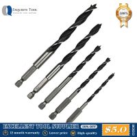 5pcs 1/4 4/5/6/8 10mm Hexagonal Handle Three Pointed Woodworki Drill Bit Set Woodworking Hole Reaming Power Tool Drills  Drivers