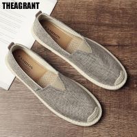 THEAGRANT 2022 Sepatu Pria Kanvas Espatu Kasual Prio Linen Datar Slip On Musim Gugur Sepatu Jalan Drive Espadrille Cina MFS3035