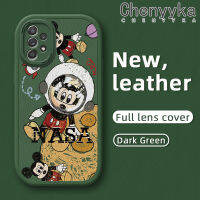 Chenyyyka เคสปลอกสำหรับ Samsung A52s 5G A52 4G A52 5G ลายการ์ตูนนักบินอวกาศ Mickey เคสใส่โทรศัพท์หนังใหม่กล้องฝาปิดเลนส์เต็มรูปแบบฝาครอบด้านหลังป้องกันซิลิโคนเคสนิ่ม