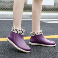 Women Rainboots Women Ankle Boots Waterproof PVC Rain Boots Female Water Shoes Soft Durable Sole Anti-Slip Comfortable Loafers