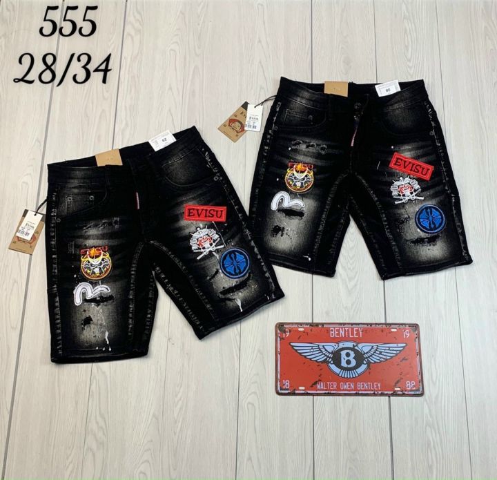 Quần short jean nam rách form co dãn nhiều thêu logo EVISU 4 mẫu ...