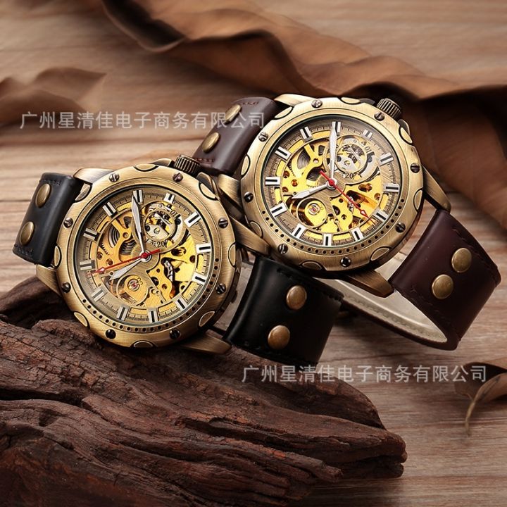 new-gentlemen-and-shenhua-personality-golden-hollow-out-fully-automatic-mechanical-watches