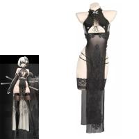 AniLV Game NieR Automata 2B Swimsuit Swim Dress Costume Women Sexy Sukumizu Turtleneck Cheongsam Swimwear Set Cosplay