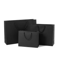 1pc/lot black Gift Bags Kraft Packaging Handle Paper Storage Bag for Wedding Candy Favor Bag With Handle Gift Bag With Handles