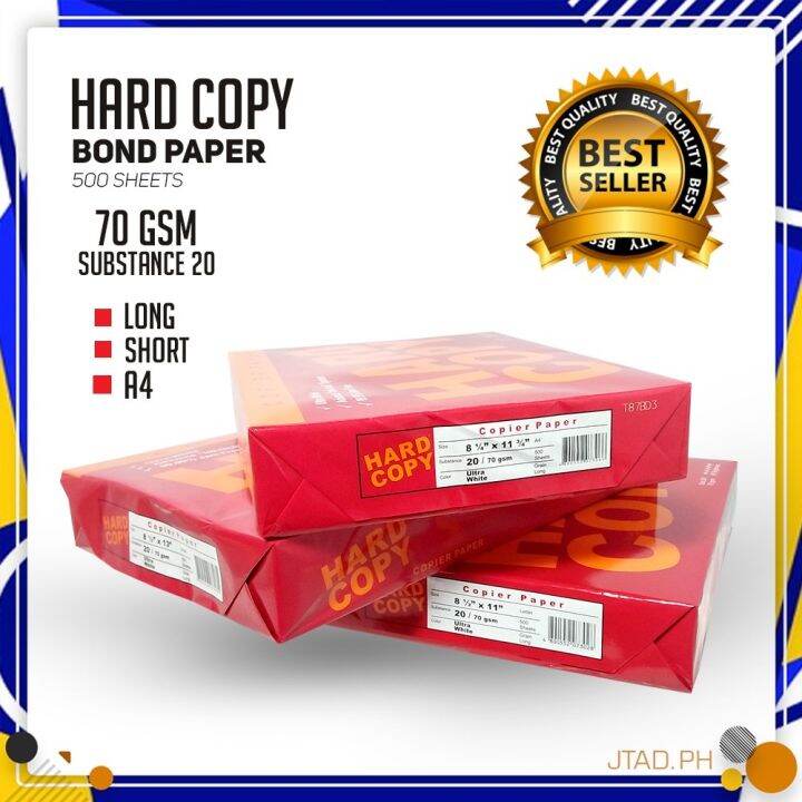 Vintina 1 Ream Hard Copy Bond Paper Short A4 Long Size 70gsm 80gsm 500sheetsream 9691