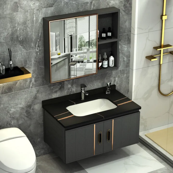 Space aluminum bathroom cabinet combination toilet wash basin washbasin ...