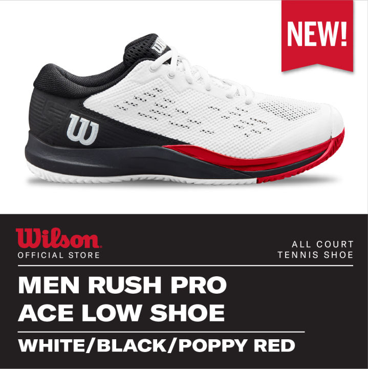 Wilson Men`s Rush Pro Ace (2E Width) Tennis Shoes White and Black