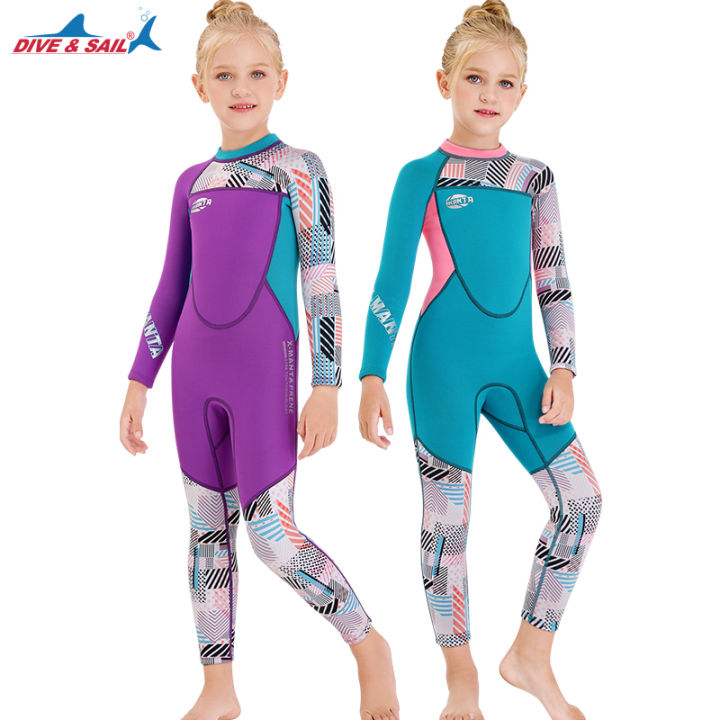 DIVE&SAIL 2.5mm Neoprene Wetsuit Children Diving Suits Swimwear Girls ...