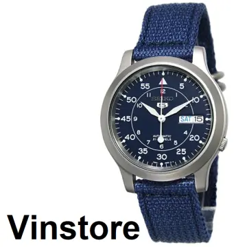 Seiko men's snk807 seiko 5 automatic on sale stainless steel watch with blue canvas band