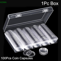 ?【Lowest price】HOMA 100pcs Coin Holder กรณีรอบแคปซูล CLEAR BOX Coin Collection Protector