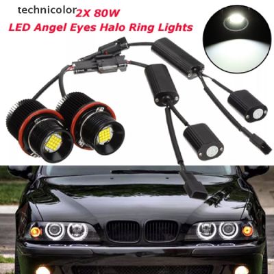 ✘♀ TCMY 2pcs 80w White Angle Eyes LED Marker HALO Ring Light Bulb for E39 E53 X5 E60 E61 TCC