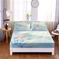 Beautiful Flower Digital Printed 3pc Polyester Fitted Sheet Mattress Cover Four Corners with Elastic Band Bed Sheet Pillowcases