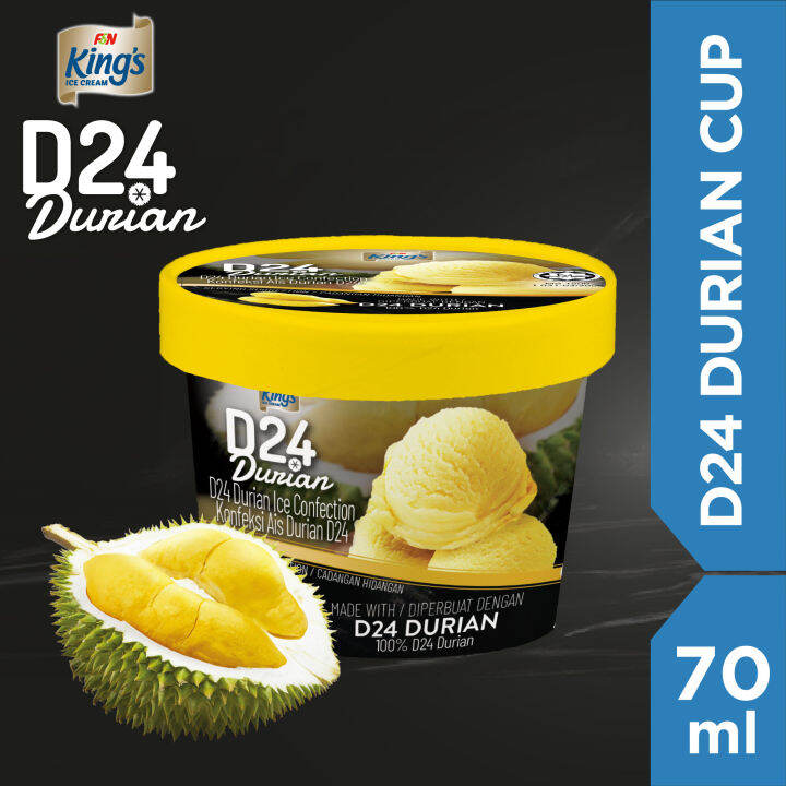 King's D24 Durian Ice Cream Cup (10 cups, 70ml each) Lazada