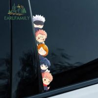 EARLFAMILY ขนาด13ซม. X 2.09ซม. สำหรับ Jujutsu Kaisen Chibi Peeker สติกเกอร์รถ Windows กราฟฟิตี้สติ๊กเกอร์ภาพอะนิเมะแล็ปท็อปอุปกรณ์เสริมรถยนต์