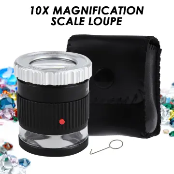 GEM-375 Scale Loupe Magnifier 10x Magnification LED and UV