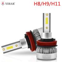 หลอดไฟไฟหน้ารถมอเตอร์ไซค์แบบ Led แบบ Cob สำหรับ H11 H1/H7/H8/H9 1คู่110W 20000lm ไฟสีขาวลำแสงต่ำสูง