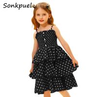 Girls Dresses 2022 Summer Teenagers Dot Sling Princess Dress Elegant Children Clothes Girl Cake Dress 4 8 10 Years Kids Outfit  by Hs2023