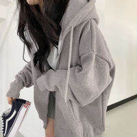 Women hoodie Harajuku Korean zip up hoodie Y2k loose thin long sleeved hooded sun protection coat solid color retro shirt girl