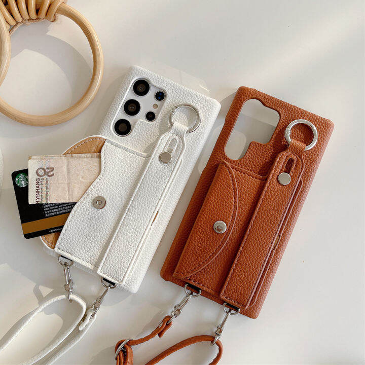 hoce-เคสโทรศัพท์หนังสำหรับ-samsung-s20fe-s21-s23-s22-ultra-note-20-s10e-plus-มีสายคล้องคอแบบห้อยกระเป๋าสตางค์มีสายห้อยฝาครอบกระเป๋าใส่บัตรสำหรับ-a72-a52เคส-a53